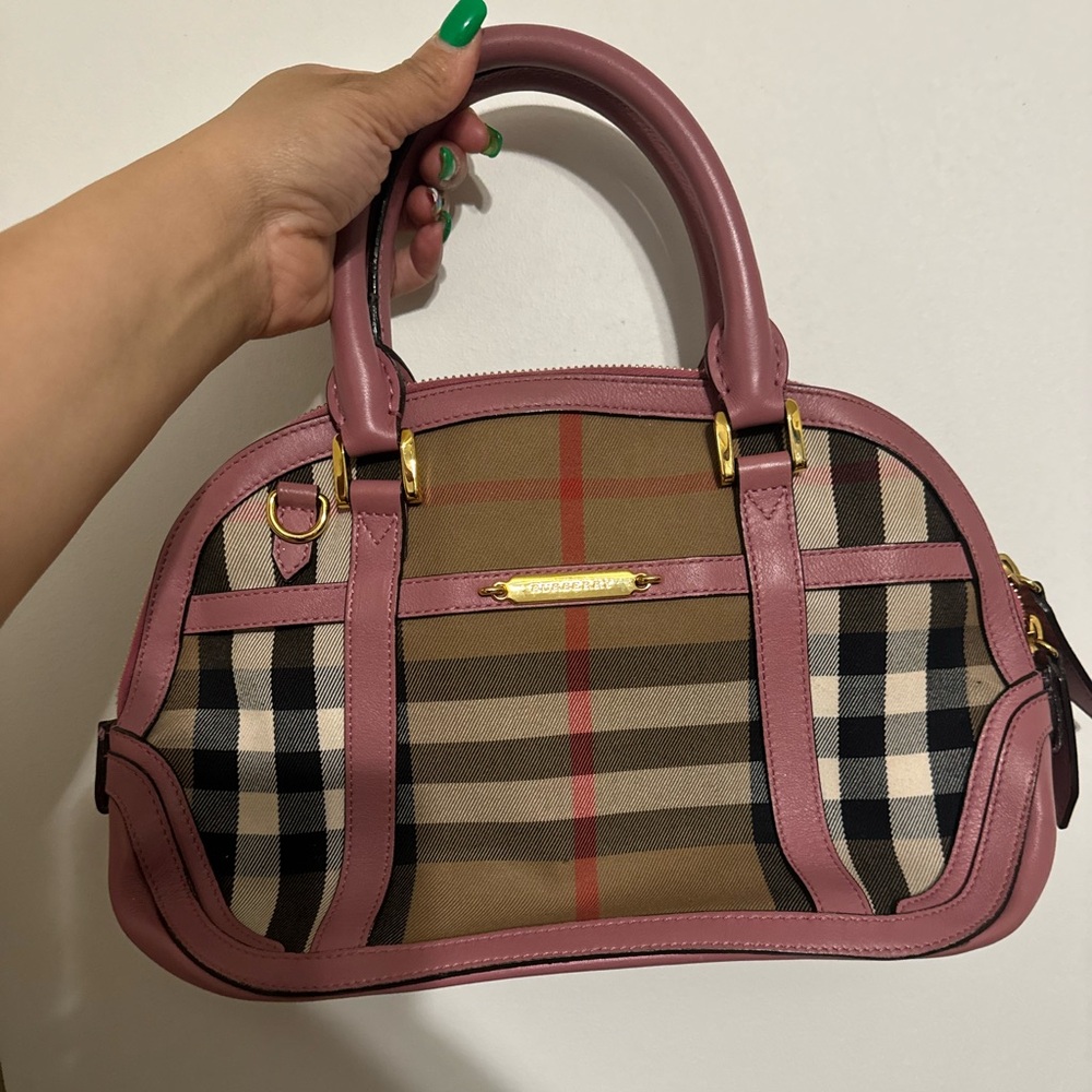 Burberry Pink and Tan Checkered Authentic bag